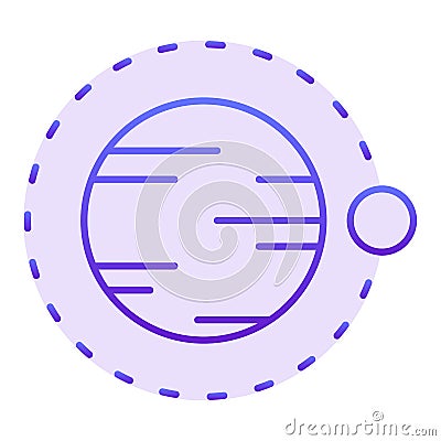 Satellite flying above planet flat icon. Cosmos violet icons in trendy flat style. Astronomy gradient style design Vector Illustration