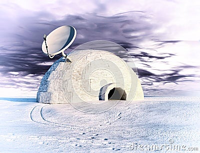 Satellite and igloo Stock Photo