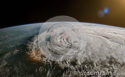Satellite image of a tropical storm - hurricane or cyclone or typhoon. Elements of this image furnished by NASA. Stock Photo