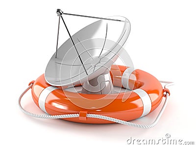 Satellite with life buoy Stock Photo