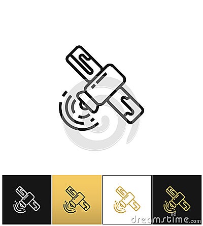 Satellite line sign or broadcasting linear vector icon Vector Illustration