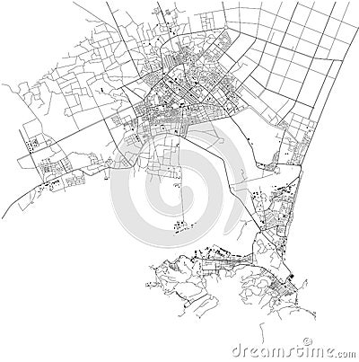 Satellite map of Aden, it is a port city of Yemen, located by the eastern approach to the Red Sea Vector Illustration