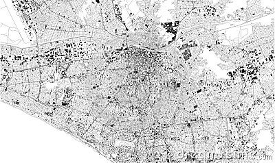 Satellite map of Lima, Peru, city streets. Street map, Stock Photo