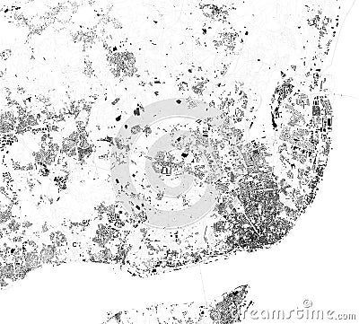 Satellite map of Lisbon, Lisboa. it is the capital and the largest city of Portugal Vector Illustration