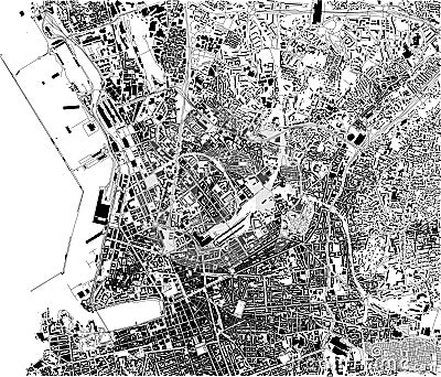 Satellite map of Marseille, France, city streets Vector Illustration