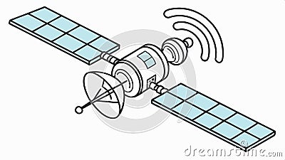 Satellite in orbit, space technology and global communication design vector design Generative AI Vector Illustration