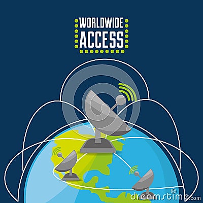 Satellite over world, connectivity concept Vector Illustration