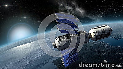 Satellite, spacelab or spacecraft surveying Earth Stock Photo