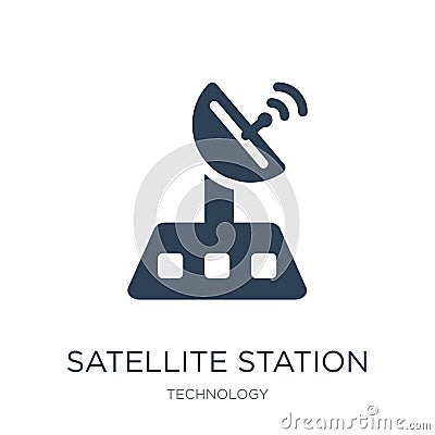 satellite station icon in trendy design style. satellite station icon isolated on white background. satellite station vector icon Vector Illustration