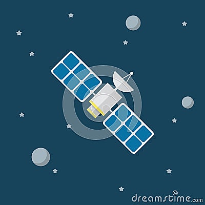 Satellite vector icon in flat style Vector Illustration