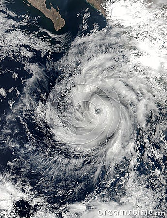 Satellite view of hurricane Dora. Stock Photo