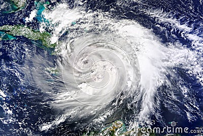 Satellite view. Hurricane Matthew Hits Haiti. Stock Photo