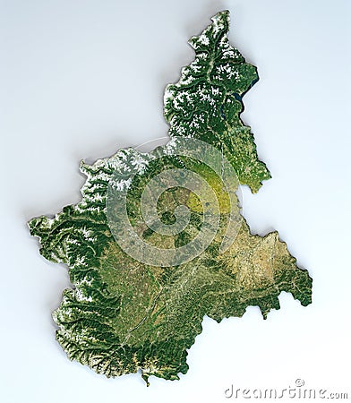 Satellite view of the Piedmont region. Italy Stock Photo