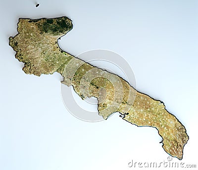 Satellite view of the Puglia region. Italy. Stock Photo