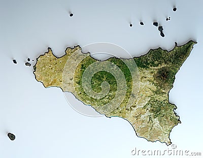 Satellite view of the Sicily region. Italy. Stock Photo