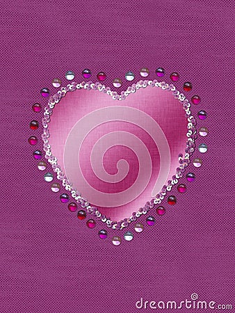 Satin applique hearts with sequins and gemstones Stock Photo