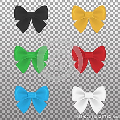 Satin colorful bows set Vector Illustration