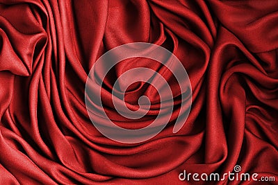 Satin fabric drape red abstract background Stock Photo