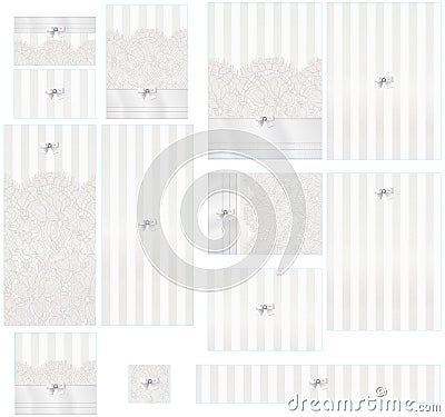 Satin Lace Ecru Invitation Set Stock Photo