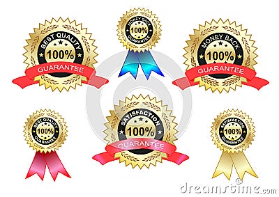 satisfaction and best quality labels set Stock Photo