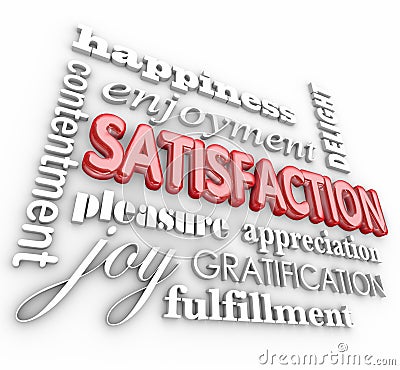 Satisfaction 3d Word Collage Happiness Enjoyment Customer Service Stock Photo