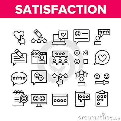 Satisfaction Feedback Collection Icons Set Vector Vector Illustration