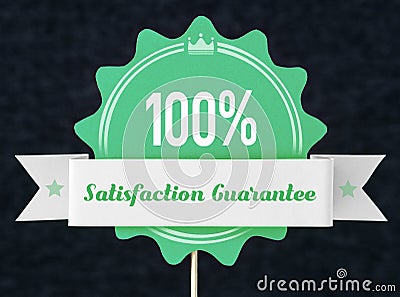 100% satisfaction guarantee badge cut from cardboard Stock Photo