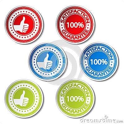 Satisfaction guarantee stickers - gesture hand Vector Illustration