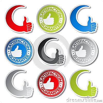 Satisfaction guarantee stickers - gesture hand Vector Illustration