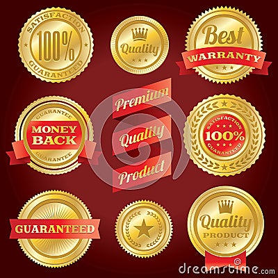 Satisfaction Guarantee and Warranty Badges and Labels Vector Illustration