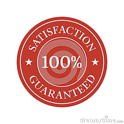 Satisfaction guaranteed flat badge on white background. Cartoon Illustration