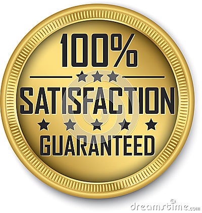 100% satisfaction guaranteed gold label, vector illustration Vector Illustration