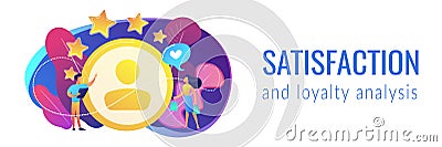 Satisfaction and loyalty analysis concept banner header. Vector Illustration