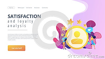 Satisfaction and loyalty analysis concept landing page. Vector Illustration