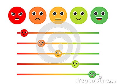 Satisfaction Rating. Set of Feedback Icons in form of emotions. Excellent, good, normal, bad, awful. Vector illustration Vector Illustration