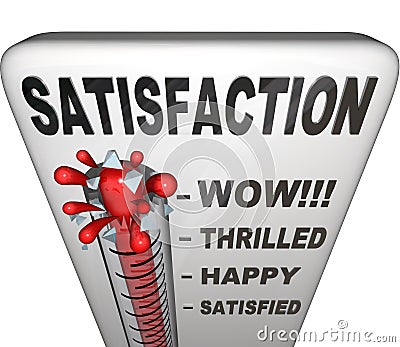 Satisfaction Thermometer Measuring Happiness Fulfillment Level Stock Photo