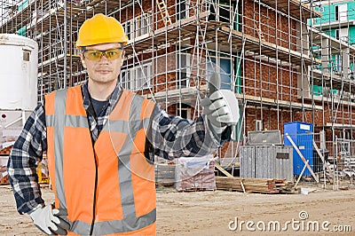 Satisfied construction worker Stock Photo