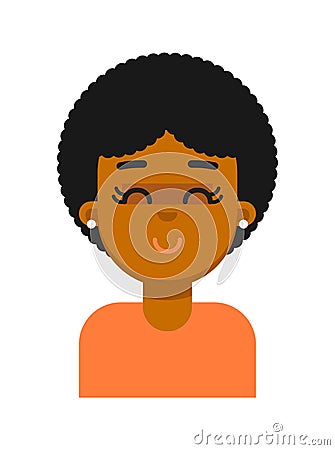 Satisfied facial expression of black girl avatar Vector Illustration