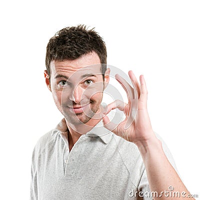 Satisfied man with okay sign Stock Photo