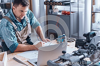 Satisfied self-employed engineer Stock Photo