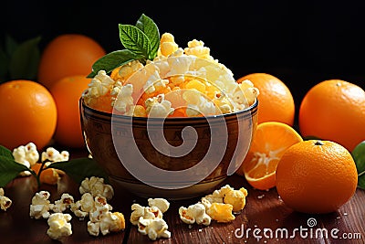 Satisfying Popcorn orange snack. Generate Ai Stock Photo