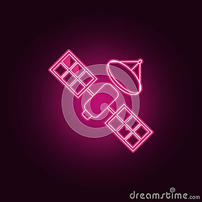 sattelite vector line neon icon. Elements of Sciense set. Simple icon for websites, web design, mobile app, info graphics Stock Photo