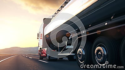 Sattelschleppertankwagen, der entlang eine Wüstenstraße fährt lizenzfreie abbildung Sattelschleppertankwagen, der entlang eine Wüstenstraße fährt lizenzfreie abbildung