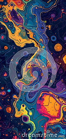 saturated colorful mad abstract background, random different shapes and objects, hallucinations of ancient shaman after Stock Photo
