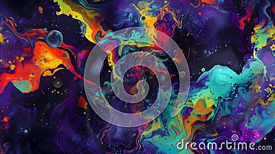 saturated colorful mad abstract background, random different shapes and objects, hallucinations of ancient shaman after Stock Photo