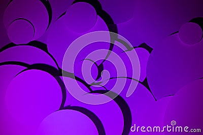 Saturated violet gradient abstract background of soar paper circles pattern of different size, top view, backdrop for advertising Stock Photo