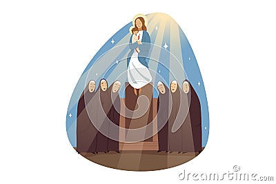 Saturday of akathist, religion, bible, christianity concept Vector Illustration