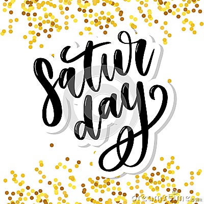 Saturday logo template vector lettering calligraphy text Cartoon Illustration