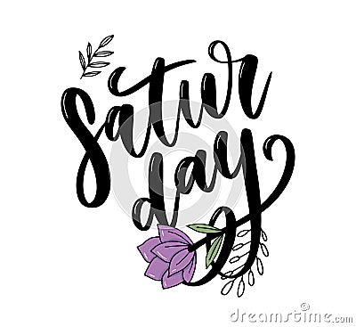 Saturday logo template vector lettering calligraphy text Cartoon Illustration