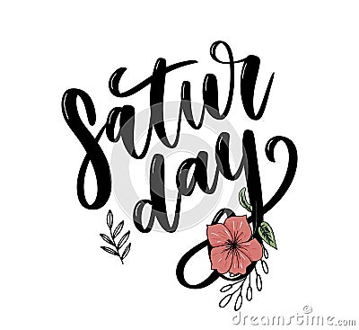 Saturday logo template vector lettering calligraphy text Cartoon Illustration